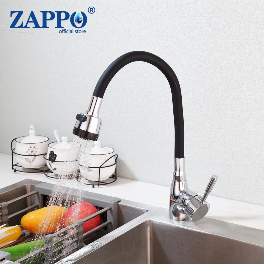rubinetto-da-cucina-zappo-con-tubo-in-silicone-miscelatore-girevole-acqua-calda-e-fredda-monocomando-in-gomma-nero