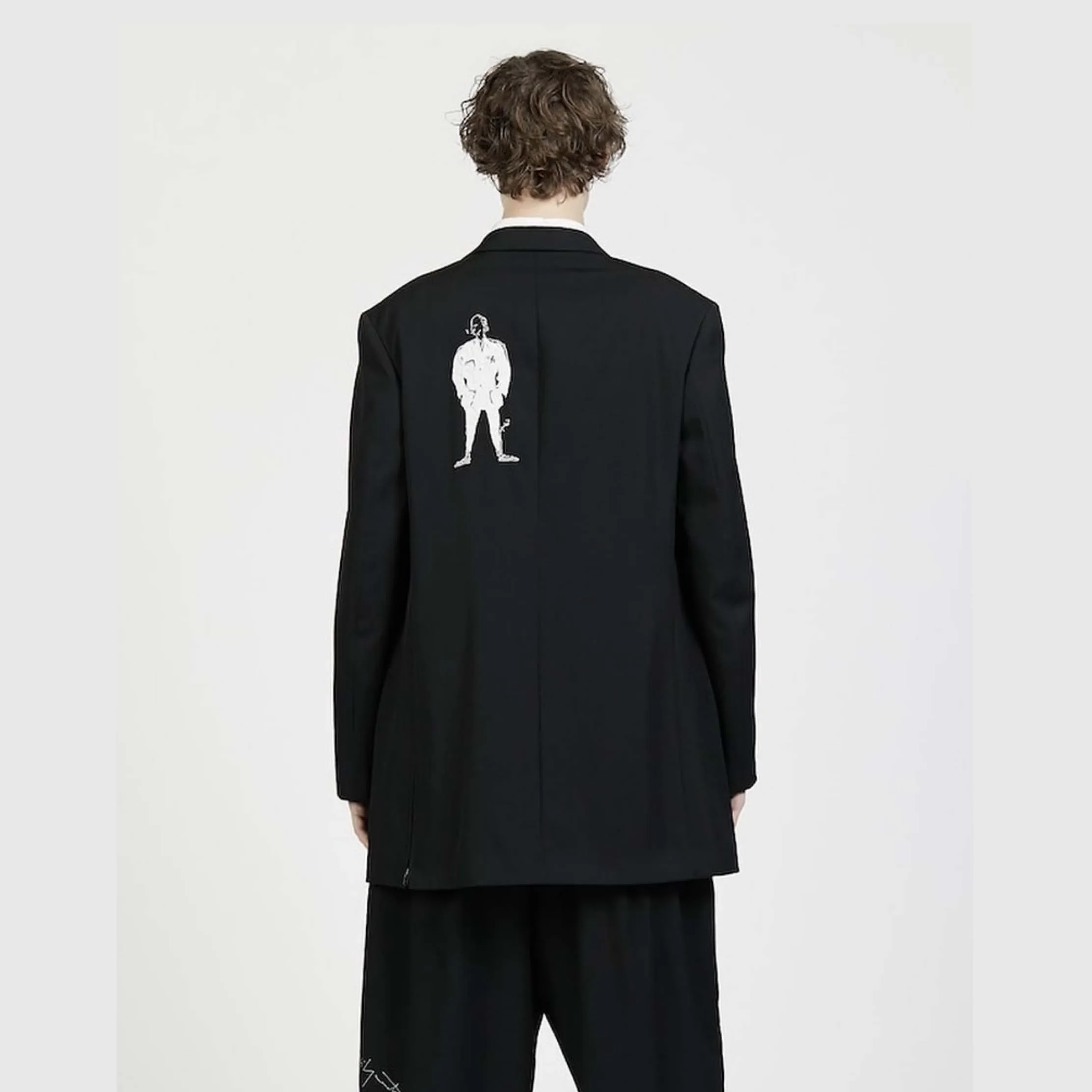 

YOJI OOAK WOOL BLAZER back smoking man like embroidered hand-painted pure wool jacket suit