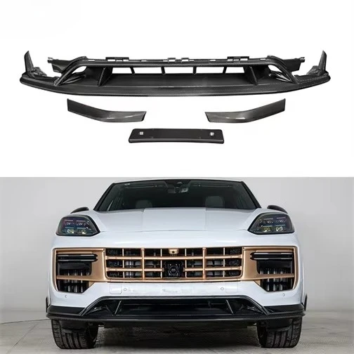 New Arrival for Porsche Cayenne 9Y0.2 2024-UP GTS/SD Upgraded Dry Carbon Fiber TKT Front Lip Textured Gloss Finish