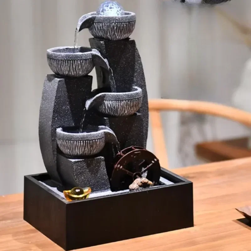 Small water wheel rotary fountain humidifier Living room home tabletop set circulating water decoration