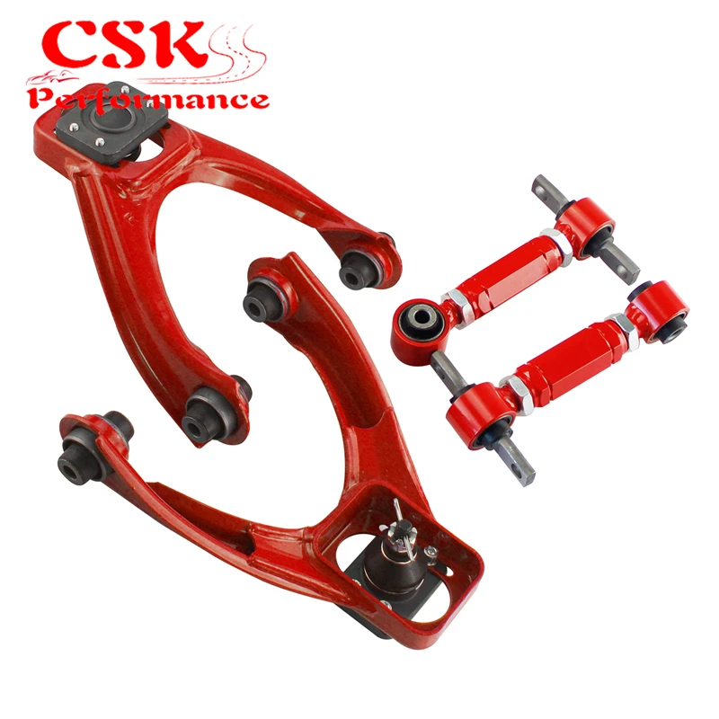 Front Upper Control Arms+Rear Camber Adjustable Kit For Honda Civic EK 1996-2000