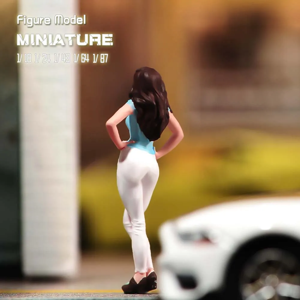 Painted Miniatures1/18 1/24 1/43 1/64 1/87 Women Who Pinch Their Waists To Take Photos Figure Model Toys View Decoration