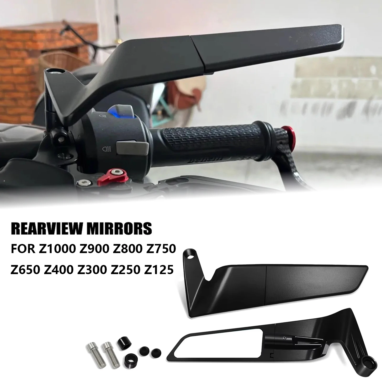 

Зеркало для мотоцикла, модифицированное ветрокрыло, регулируемое вращающееся зеркало заднего вида для Z1000 Z900 Z800 Z750 Z650 Z400 Z300 Z250 Z125