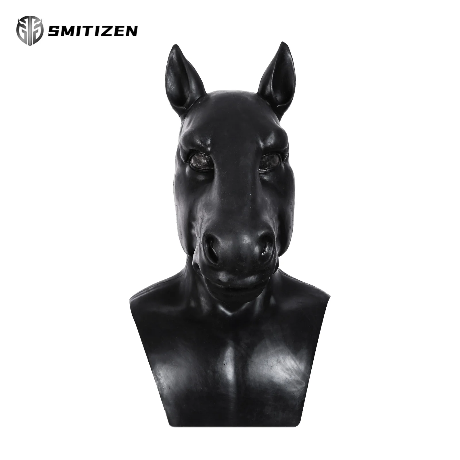 Smitizen Silicone Black Horse Mask Real Animal Monster Masken Cosplay Costume Hoods