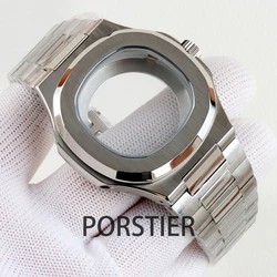40mm square Watch Cases Watchband Parts Sapphire Glass For Modified Nautilus Seiko nh34 nh35 nh36,38 Movement Dial Waterproof