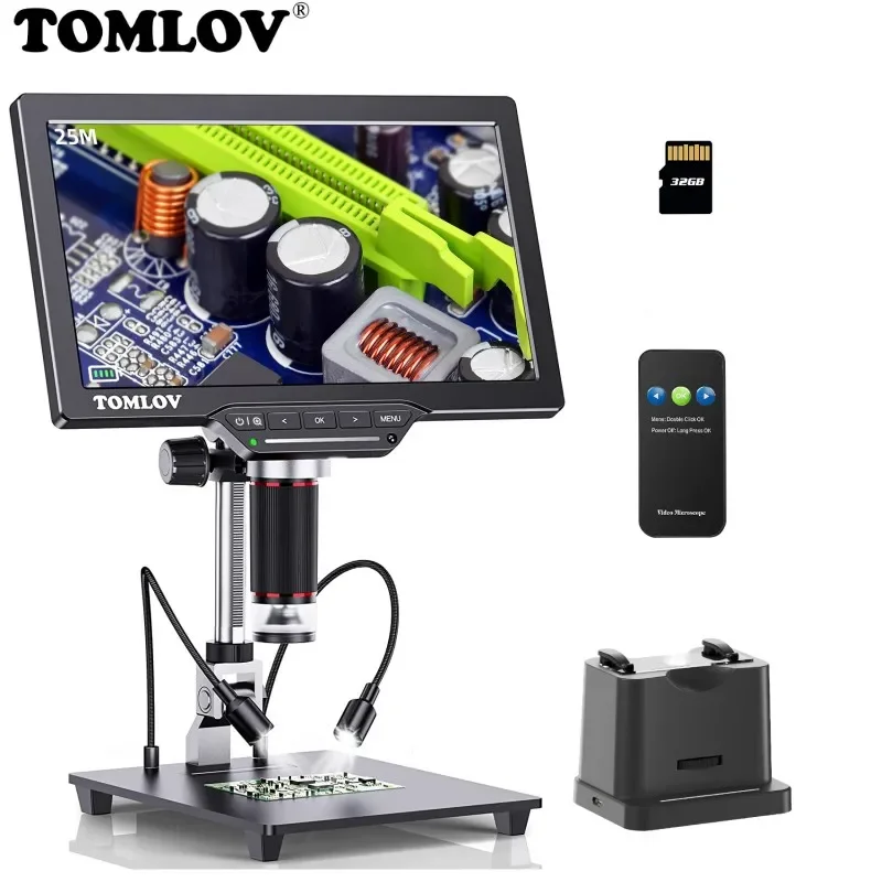 TOMLOV DM202 Max Digital Microscopes 1300X HDMI Microscope Camera 25MP 10