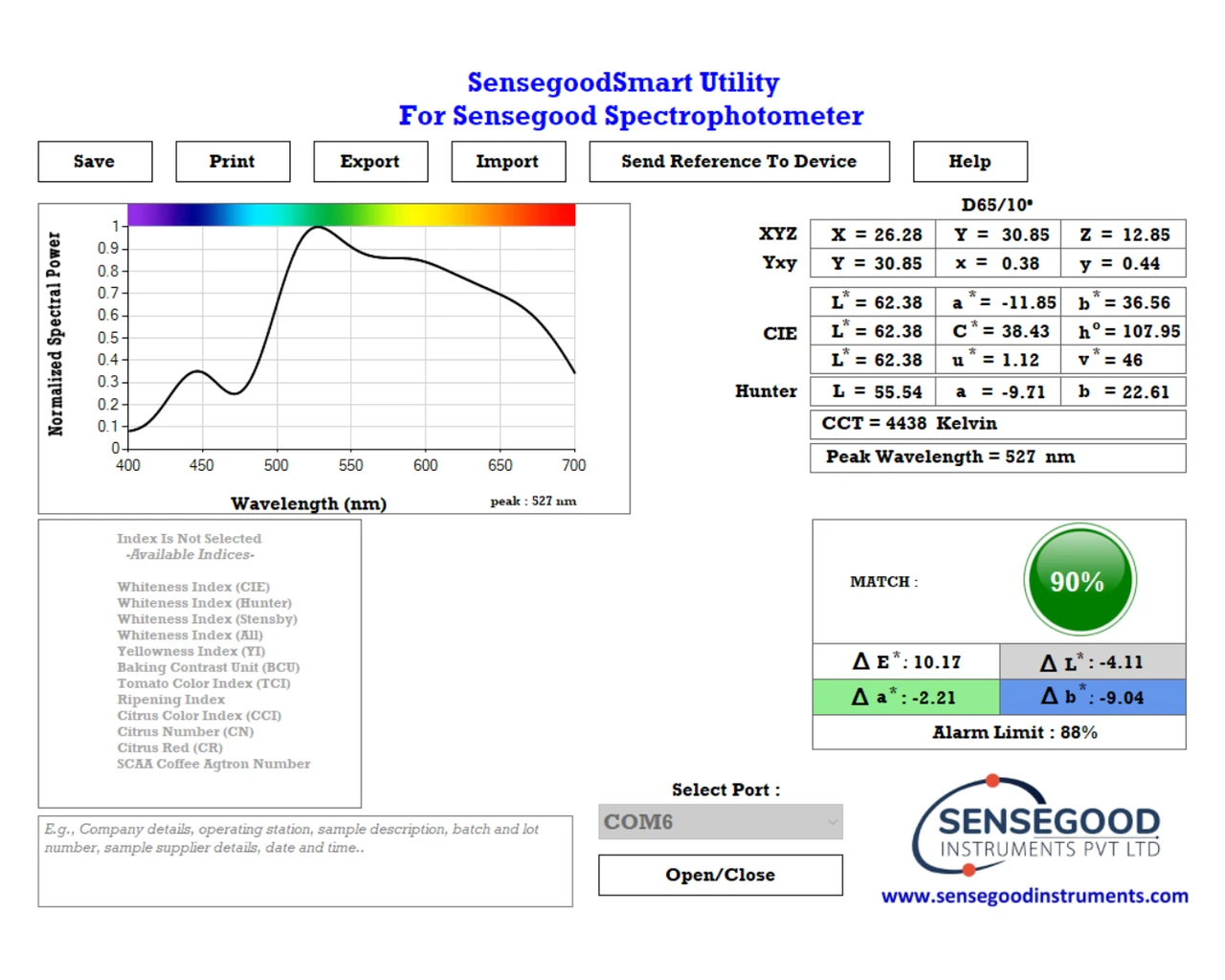 Color Analyzer Meter Color Tester CIE Lab Luv LCh Hunter Lab XYZ Yxy Peak Wavelength Color Temperature