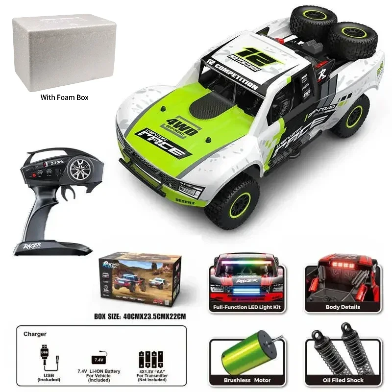 

Clearance Sale HB-RD1201 Truck Model RC Car 1/12 Full-Scale 4WD High-Speed Remote Control Car Brush & Brushless Motor High Speed