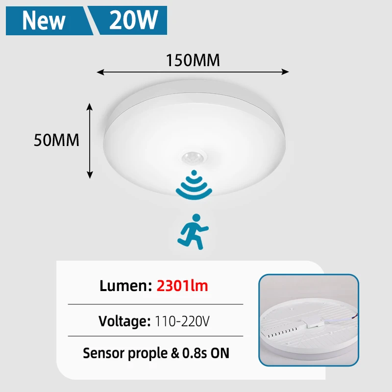 Bewegingssensor PIR LED-plafondlamp 110V 220V Gang Slaapkamer Toiletlicht Menselijk lichaam Inductie