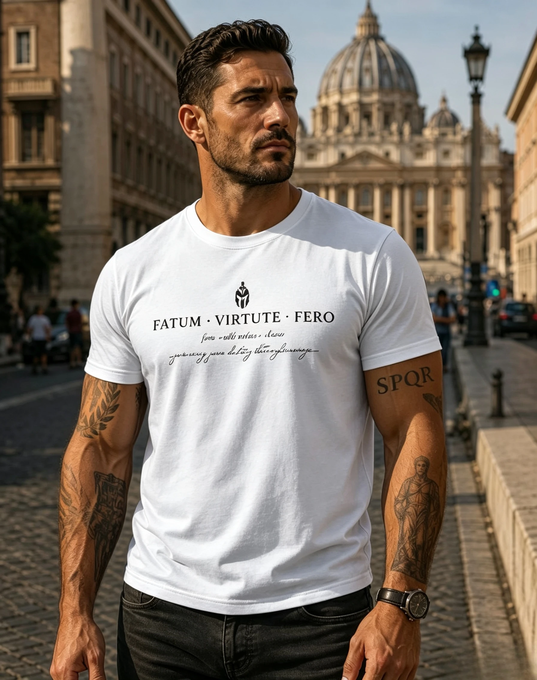 Fatum Virtute Fero Latin Stoic T-Shirt, Roman Virtue Apparel, Minimalist Quote Tee  Simple and Stylish, Comfortable and Trendy view 2