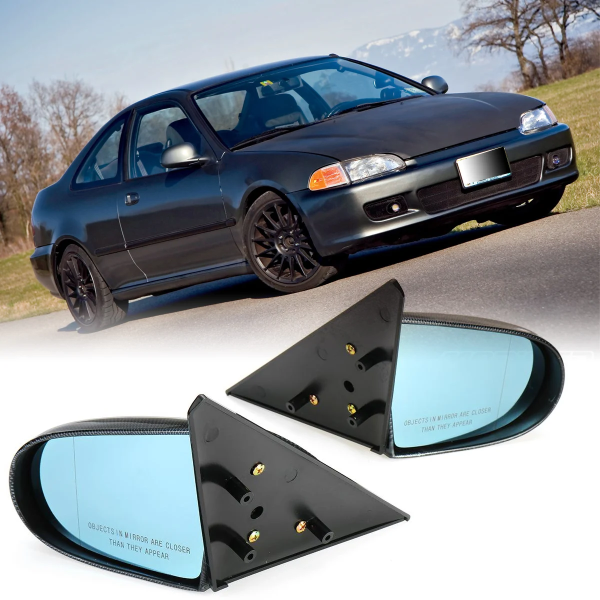 

2PCS For Honda Civic 4DR Sedan EG 1992-1995 Menual Adjustable Rear View Side Wing Mirror Replacement Car Accessories Carbon Look