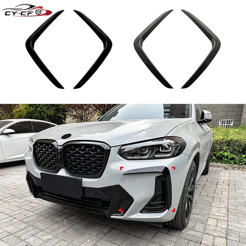 For BMW X3 X4 G01 G02 M Sport LCI 2022 2023 Glossly black/Carbon Fiber look Front bumper trim panel