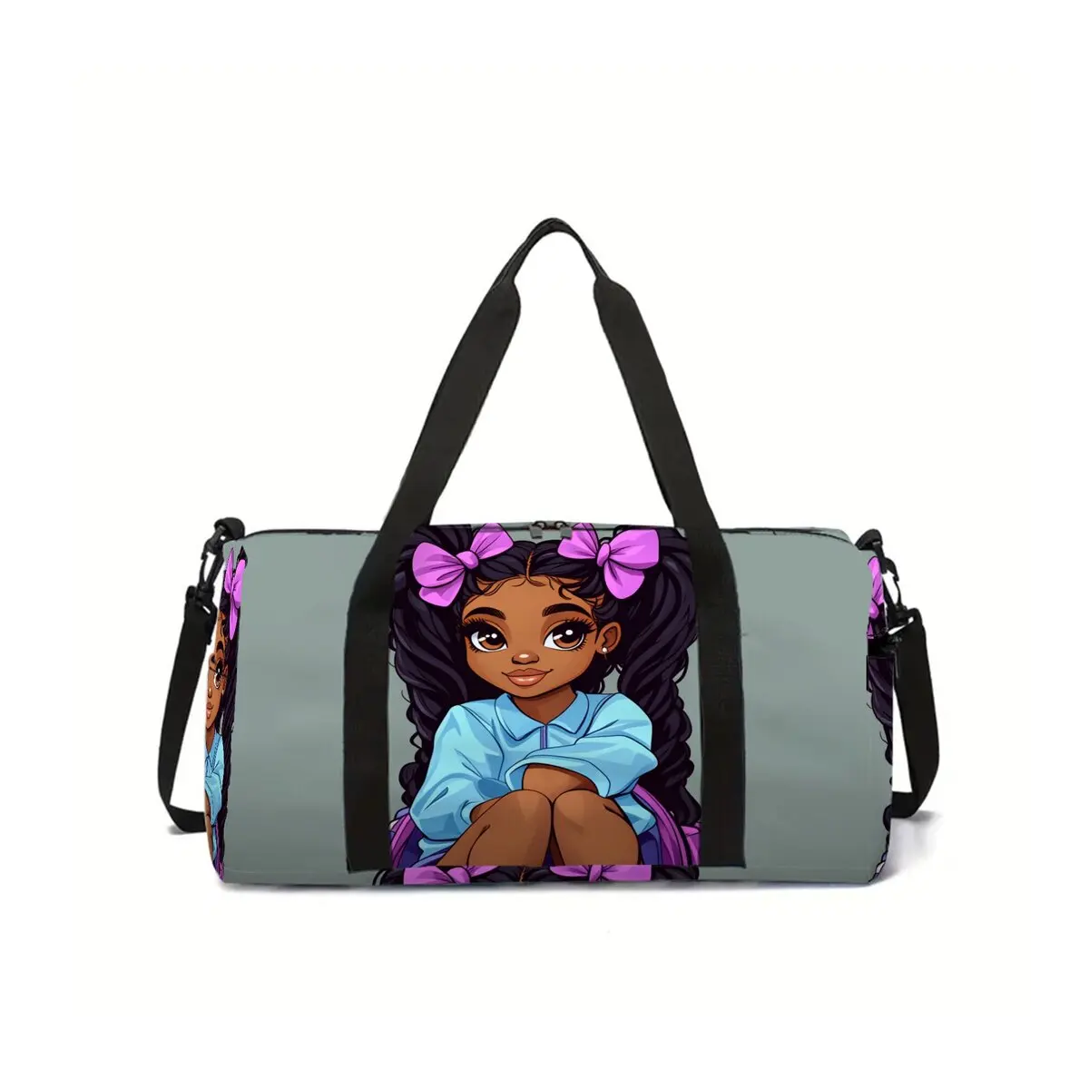 

African Girl Pattern 2D Cartoon School Travel Bag Large Capacity Zipper Luggage Bag Best Gift for Boys Girls Fashion Style