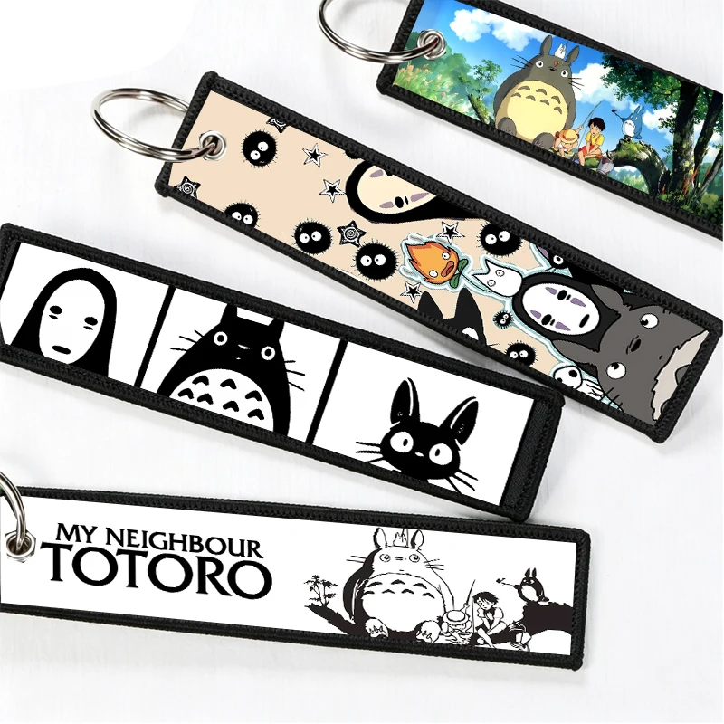 My Neighbor Totoro Keychain Motorcycles Cars Key Accessories Embroidery Tag Keys Ring Bag Pendant Men Women Birthday Gifts