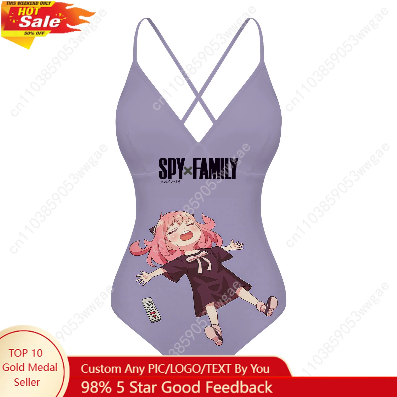 

Spy×Family V-neck Halter Back Swimsuits Womens Bathing Suits Personalized Bikini Pool Beach Sexy Swimwear Customized Beachwear