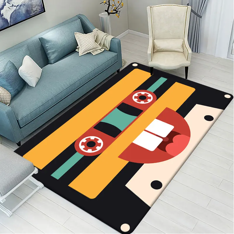 Mechanical Expression Pattern Living Room Cartoon Cassette Flange Rug Bedroom Rug Non-slip Home Decoration Area Rug