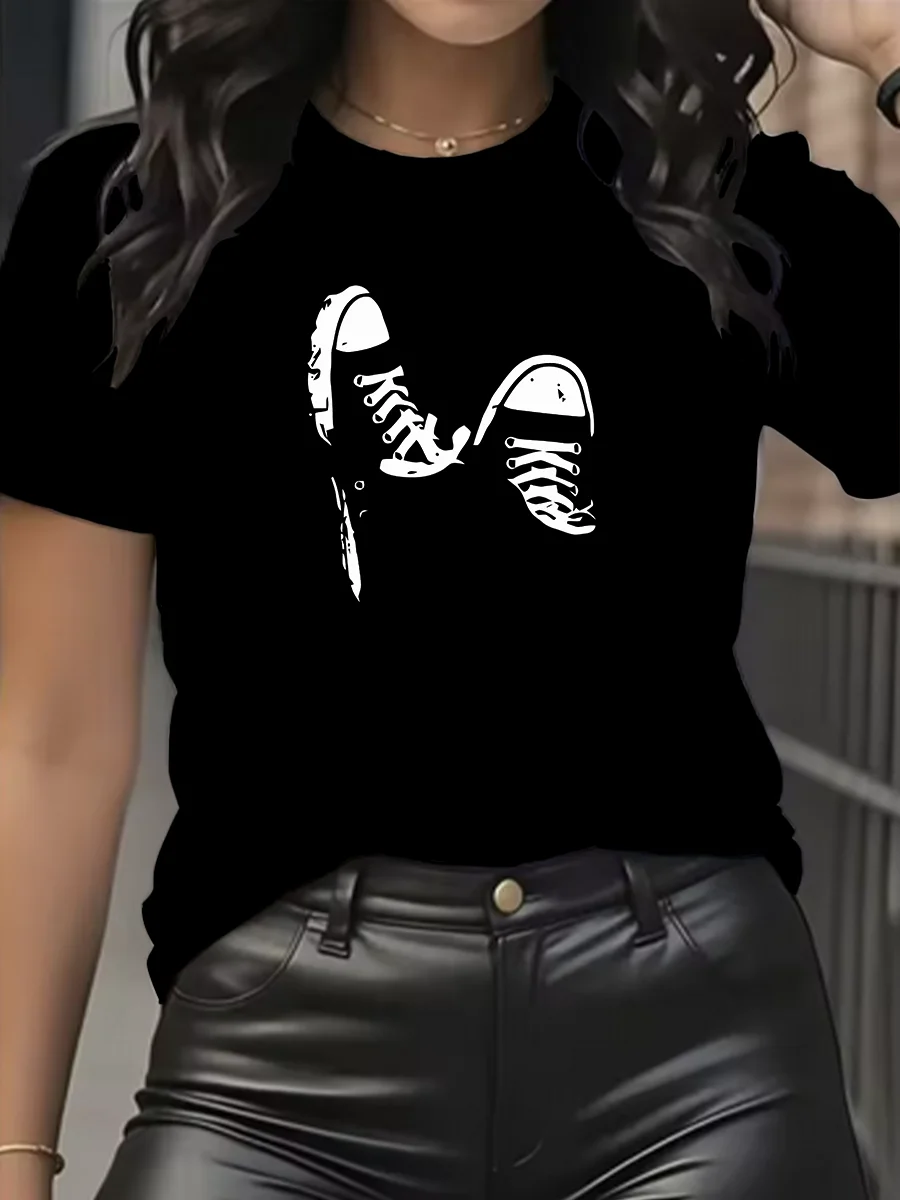 100% cotton casual short-sleeved ski shoes women's T-shirt summer clothing O-neck short-sleeve - suitable for both men and women