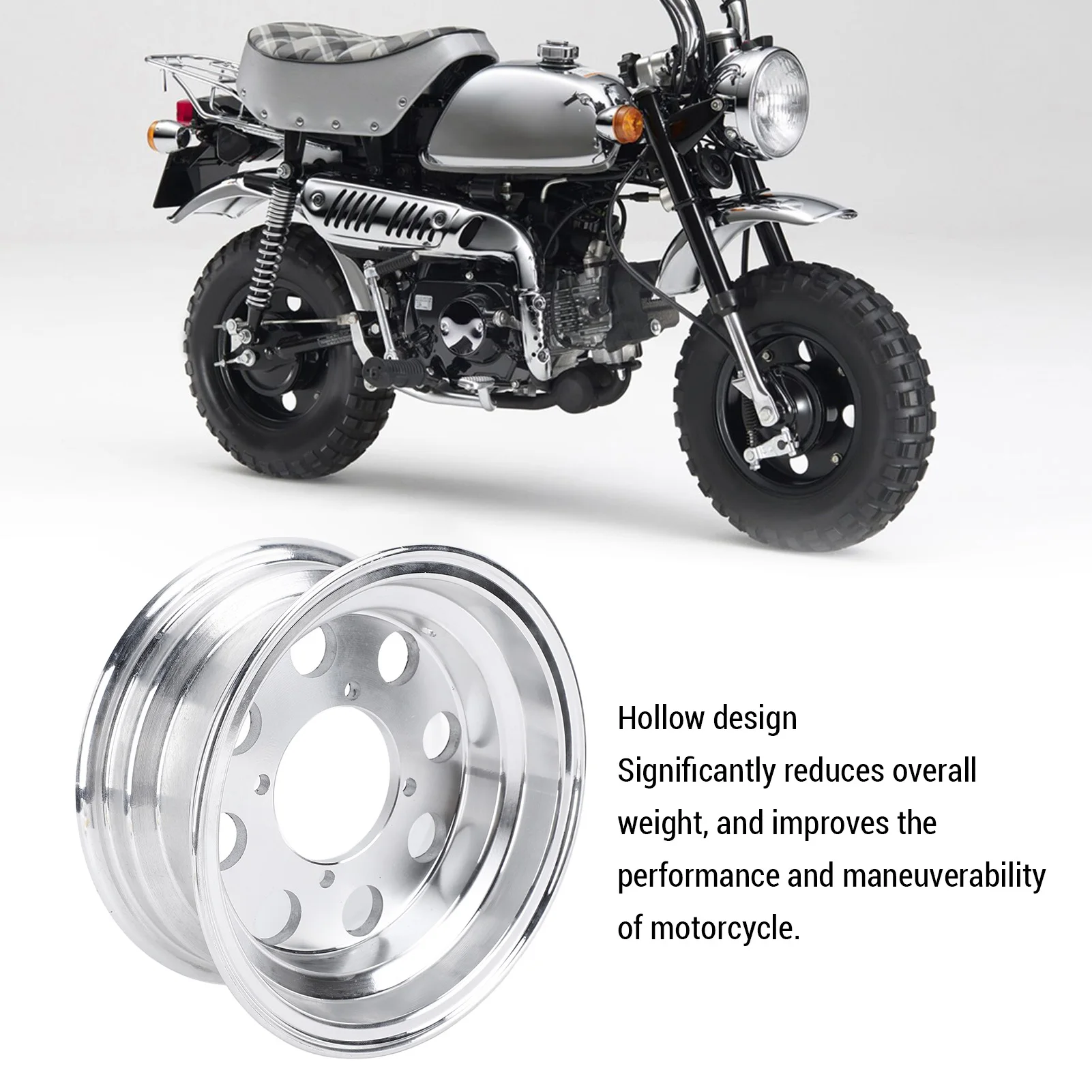 دراجة نارية محور عجلات خلفي سبائك الألومنيوم غرامة تلميع 8 بوصة دراجة نارية العجلات الخلفية حافة 3.50-8 للدراجة القرد Z50 Z50R Z50J