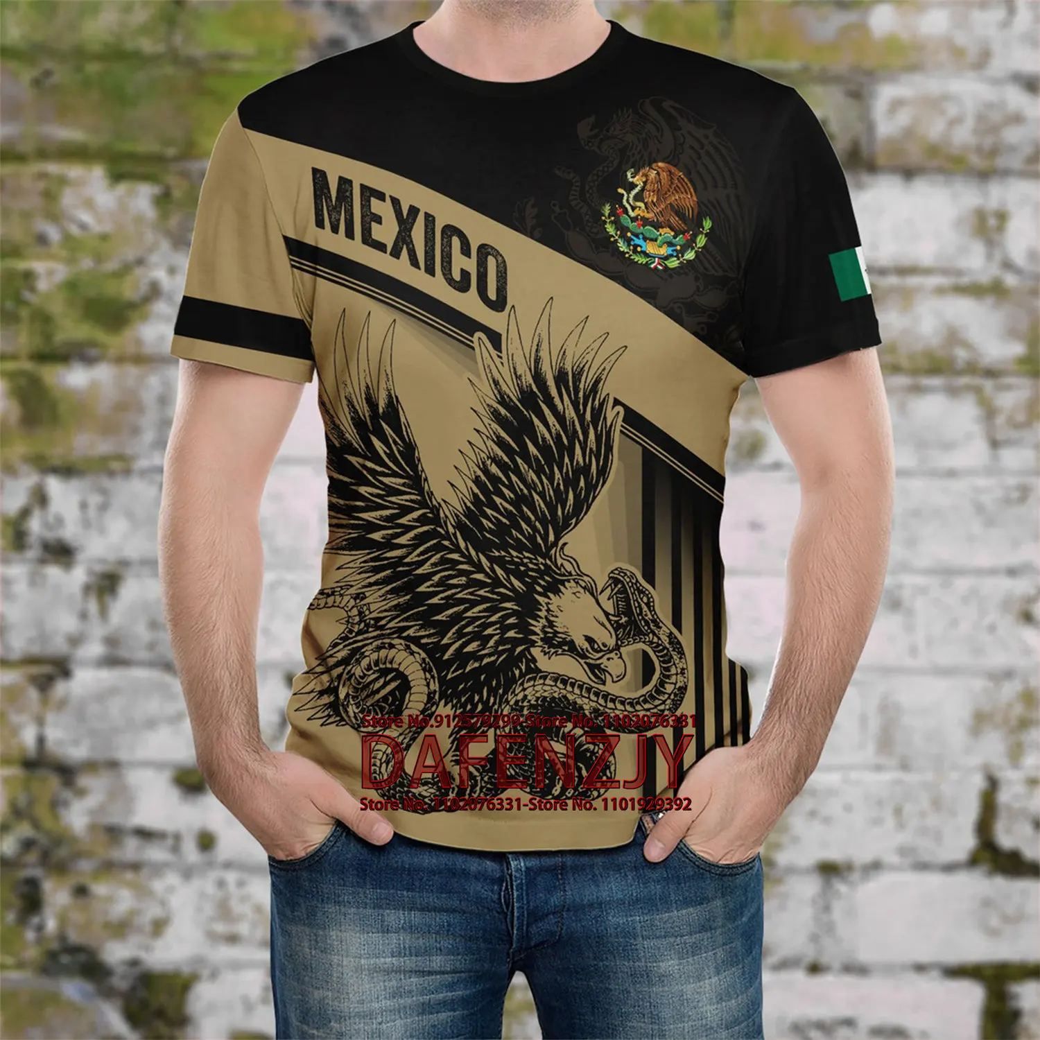 Vintage Mexico Flag 3d Print T Shirts Camouflage Veteran Streetwear O Neck Short Sleeve Loose T Shirt Men's Clothes