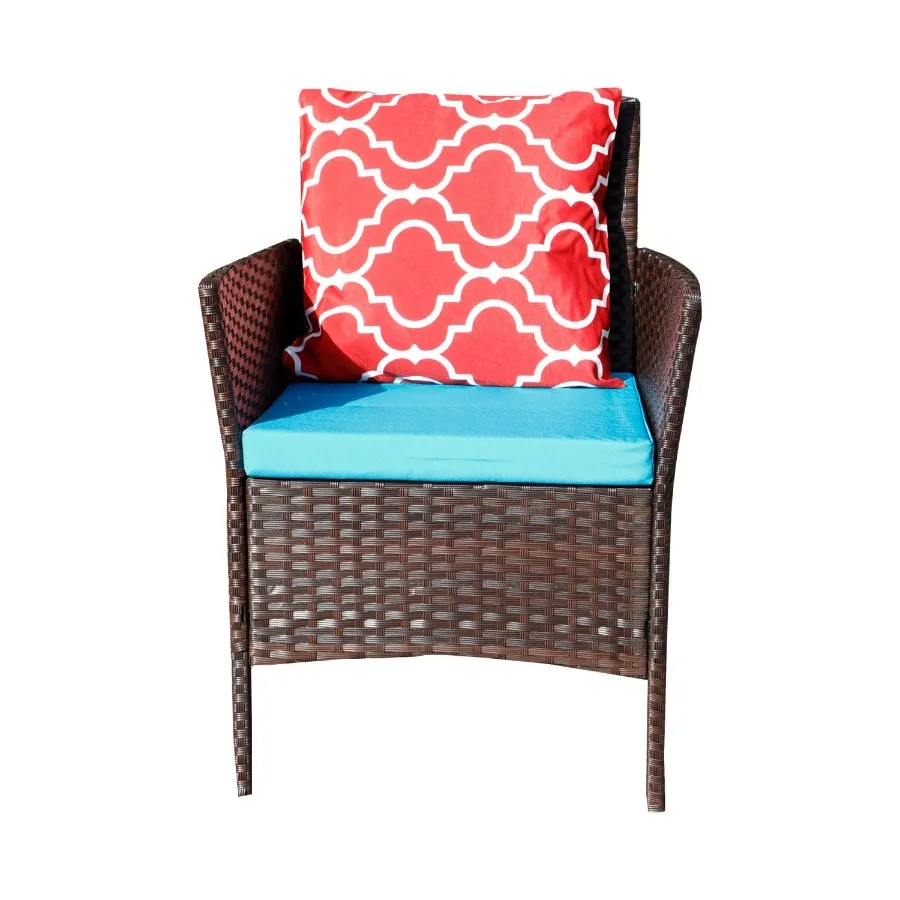 

FourPiece Sofa Set Table With Sofa Chair PE Rattan Outdoor Furniture HY4001 Box *1 With Sapphire Blue Color Cushion