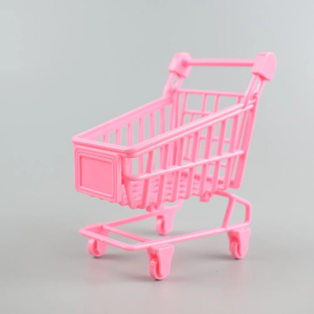 

2pcs Shopping Cart Birthday Ornaments Plastic Cake Decorations Room Party Table Decorations Key Jewelry Holder Pink