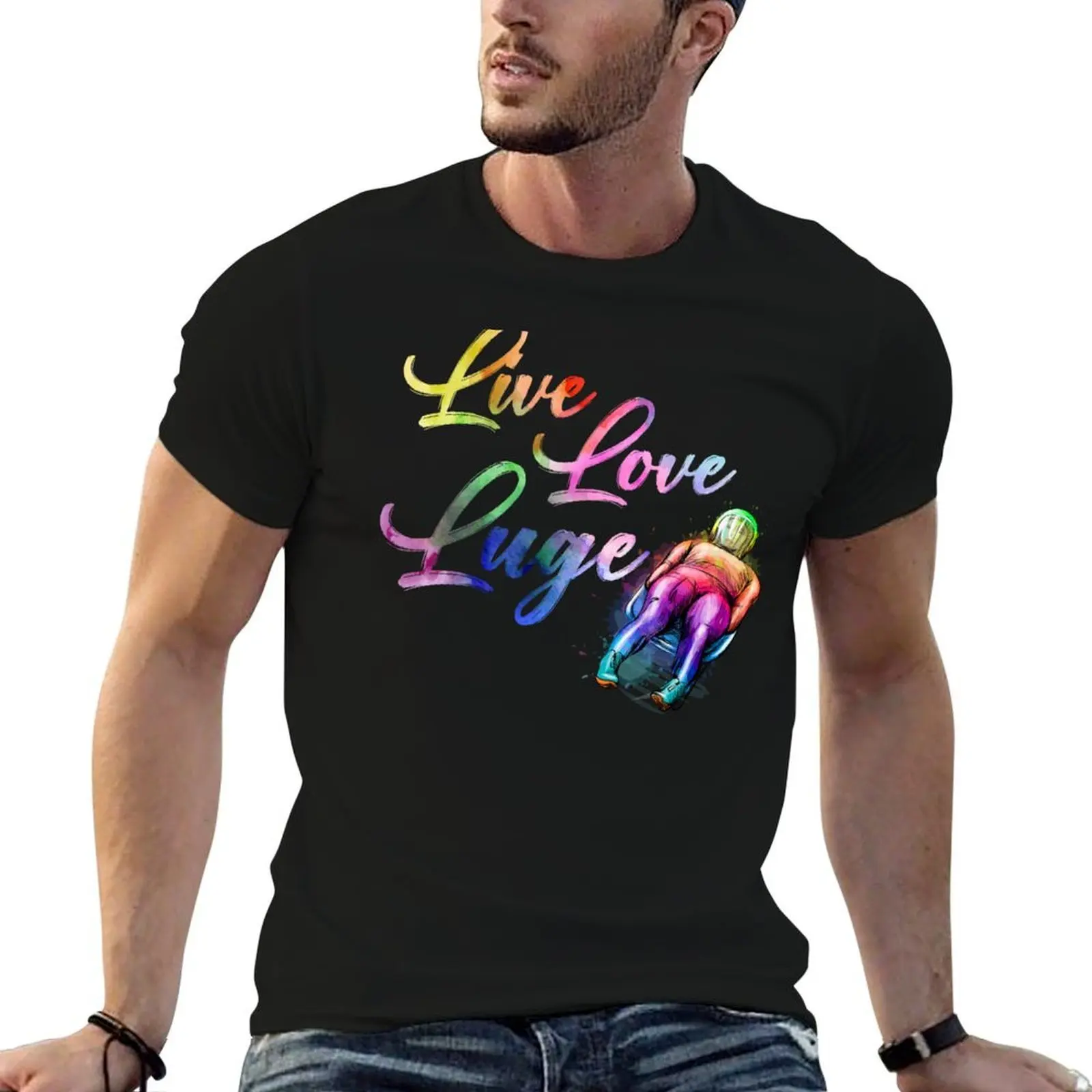 

Luge Sledding Sledge Race Extreme Winter Sports T-Shirt cotton t shirt man man t shirts for men T-Shirt