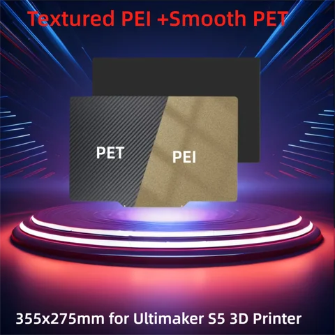 Textured PEI+Smooth PET Sheet for Ultimaker S5 Build Plate 355x275mm Double Sided Smooth/Textured PEI PET PEO Spring Steel Sheet