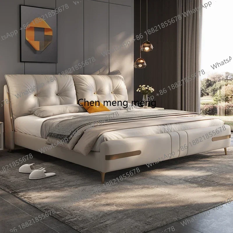 Great discount 180x200cm Frames Bedroom 2 People Beds Luxury King Queen Twin Headboard Cream Style Large Soft Pack Bed Wood Mode