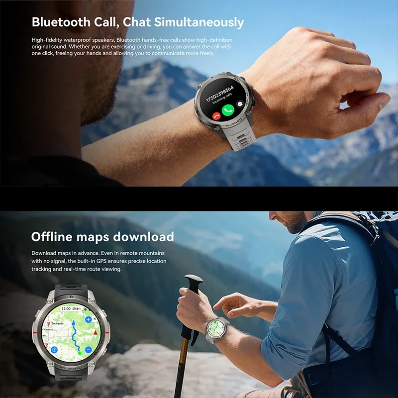 New Outdoor Sports Offline Map Global Six-Star GPS Smart Watch 5ATM Waterproof Fitness Tracker Bluetooth Call Men Smart Watch