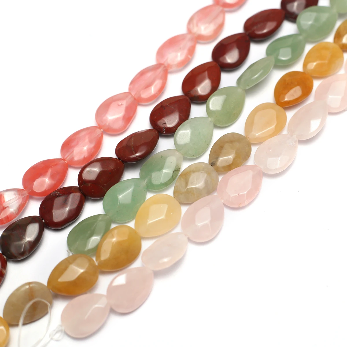 14x18mm Natural Stone Rose Quartz Green Aventurine Faceted Teardrop Beads for Jewelry Making DIY Necklace Bracelet Accessories