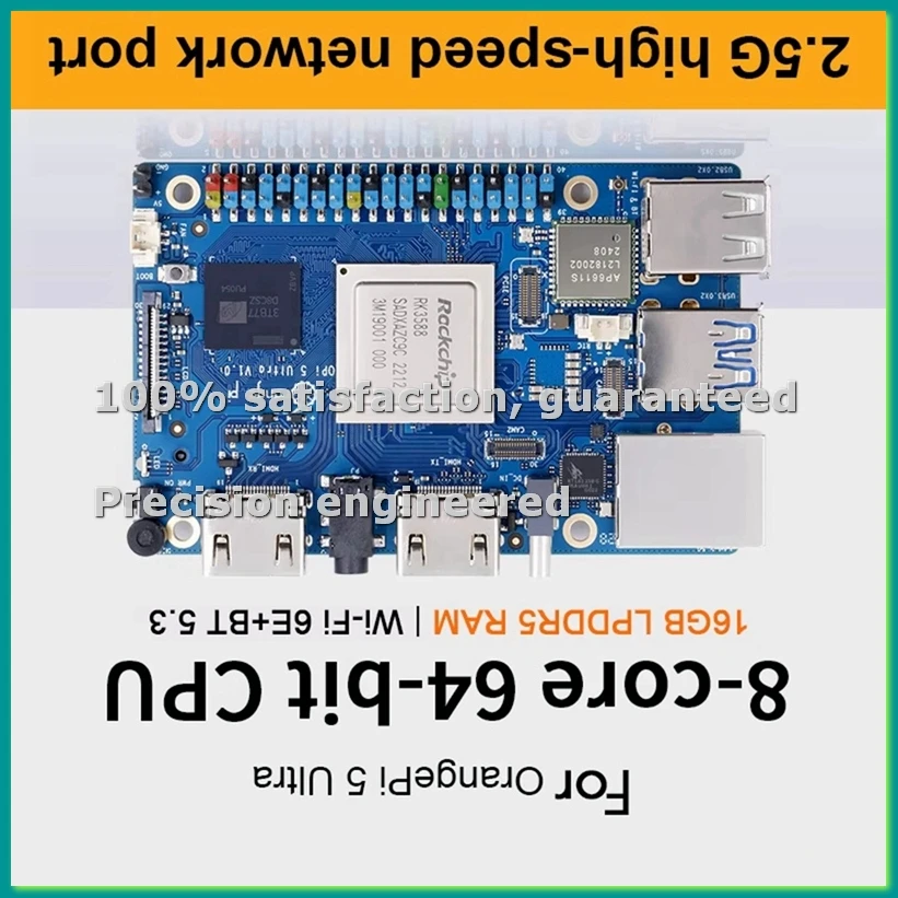 

Плата разработки For 5 Ultra с LPDDR5, Rockchip RK3588, NPU 6 TOPS, PCIE, 2.5G LAN, WiFi 6E, слотом M.2 M-Key, модель A-PZZW