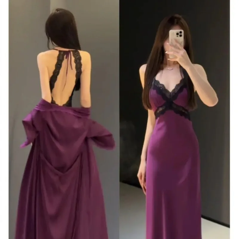 

2025 All Season New Sexy Ice Silk Long Dress Robe Elegant High-end Sleepwear Women Pajamas 2piece Set Nightdress Skirt Nightgown