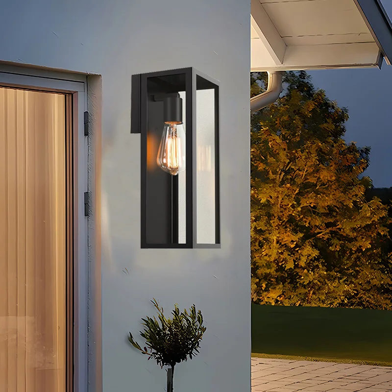 Outdoor Wall Lamp With Glass Curtains, External Waterproof Porch Wall Mounted For Terrace Garage Entrance