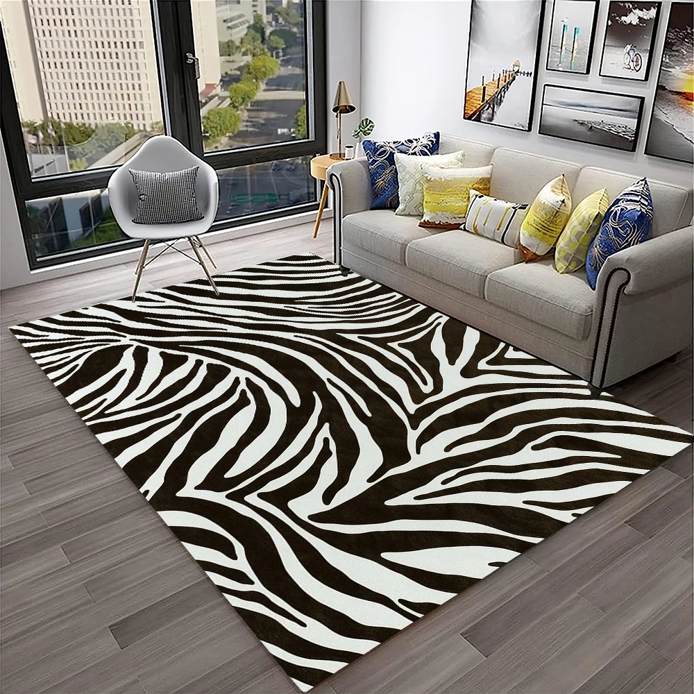 3D Colorful Zebra Stripe Pattern Carpet Rug for Home Living Room Bedroom Sofa Doormat Decor,kid Play Area Rug Non-slip Floor Mat