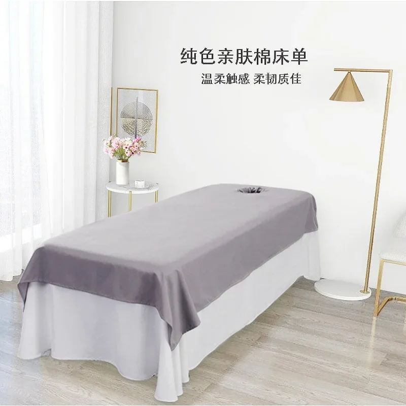 Anti-shrink 1Pcs Plain Beauty Salon Bedding Sheets SPA Massage Soft Touching Skin-friendly Bedding Table Cover With/no Hole