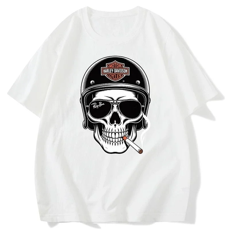 جديد تنوعا الرجال والنساء فاسق الرجل القوي الرجعية قاطرة الجمجمة طباعة قصيرة الأكمام تي شيرت كبير الحجم ملابس للرجال