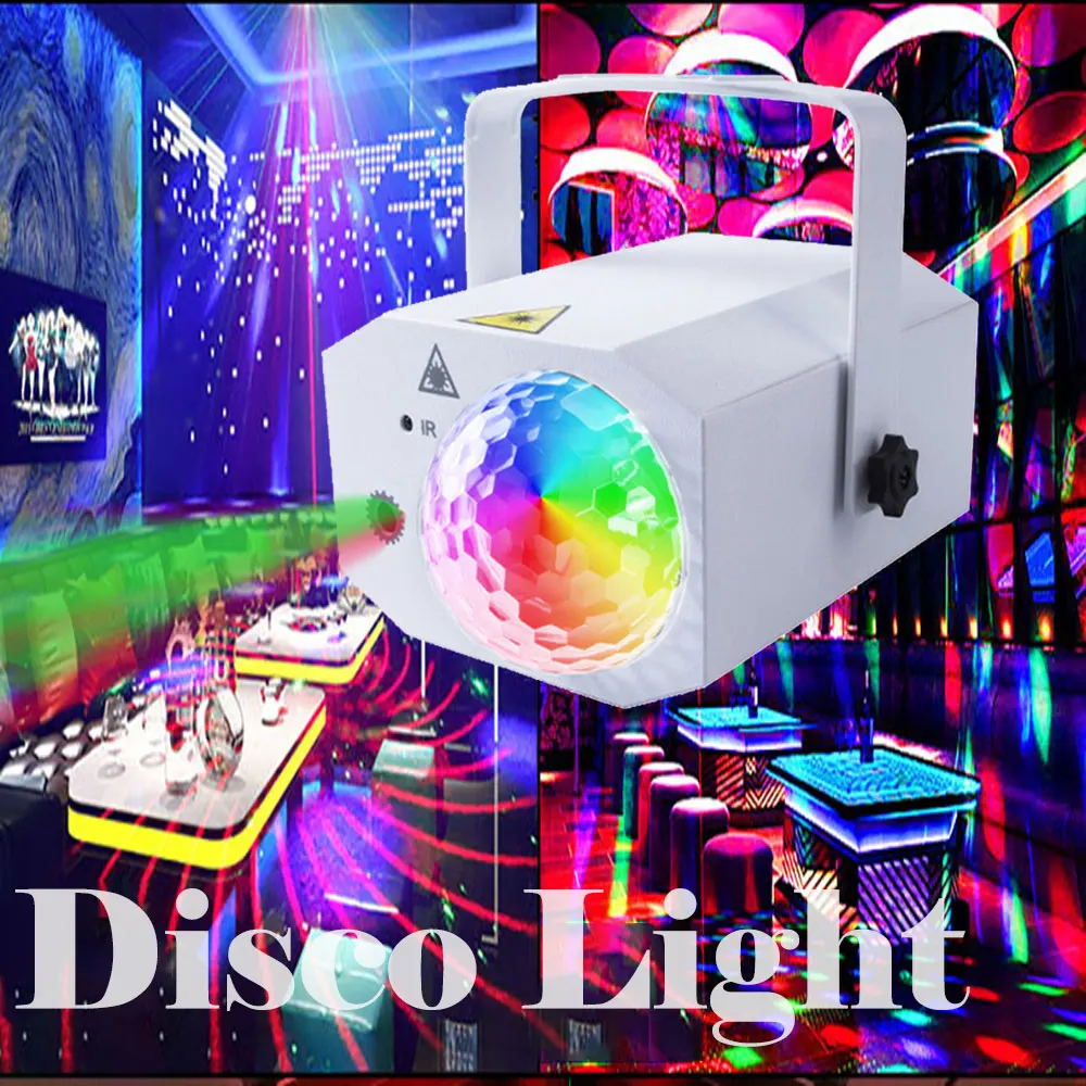 RGB Laser Projector Disco Ball Stage Light Sound-Activated LED DJ Light with Strobe Multi-Beam Rotating Sphere for Bar Club KTV
