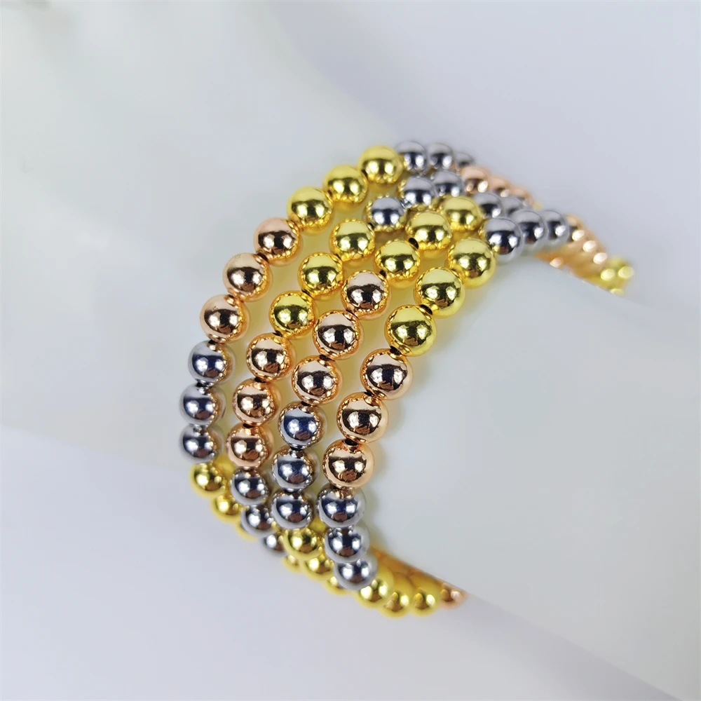 ESALE 2024 Fashion Women Bracelets Trendy Gold Plated Colorful Beads Bangles Beaded Bracelets Jewelry Accessories Gift