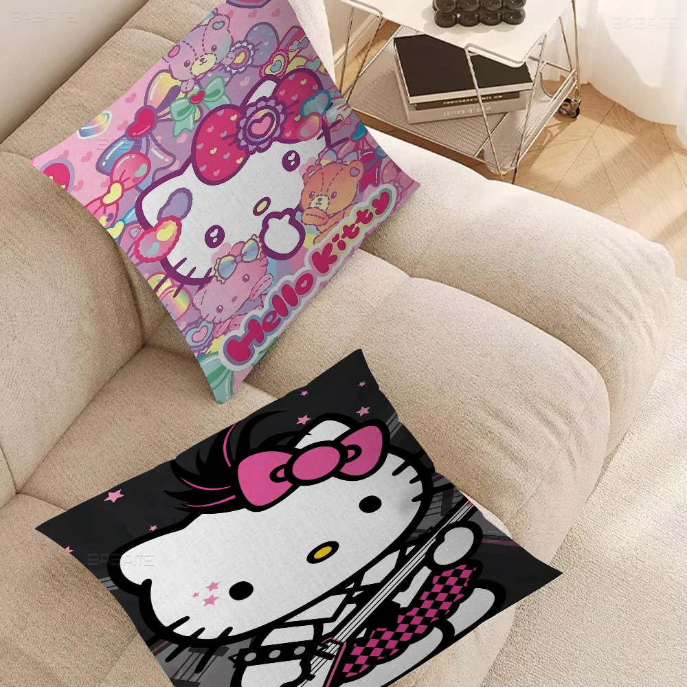 Kawaii K-Kitty Cartoon H-Hello Maple Design Cushion Cover Happy Autumn Harvest Decor Holiday Decorati Pillow Cover