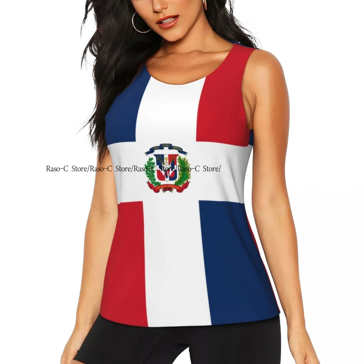 Women Sport tank Tops Loose Yoga Tops Quick Dry Workout Sport Tops Dominican Republic Flag Fitness Sport Yoga Shirt