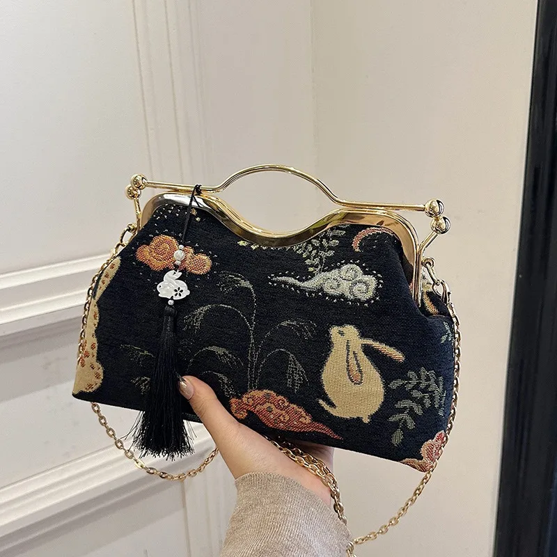 

Elegant Handbags For Women Chinese Style Embroidery Tassel Chains Shoulder Bag 2025 New Fashion Exquisite High End Crossbody Bag