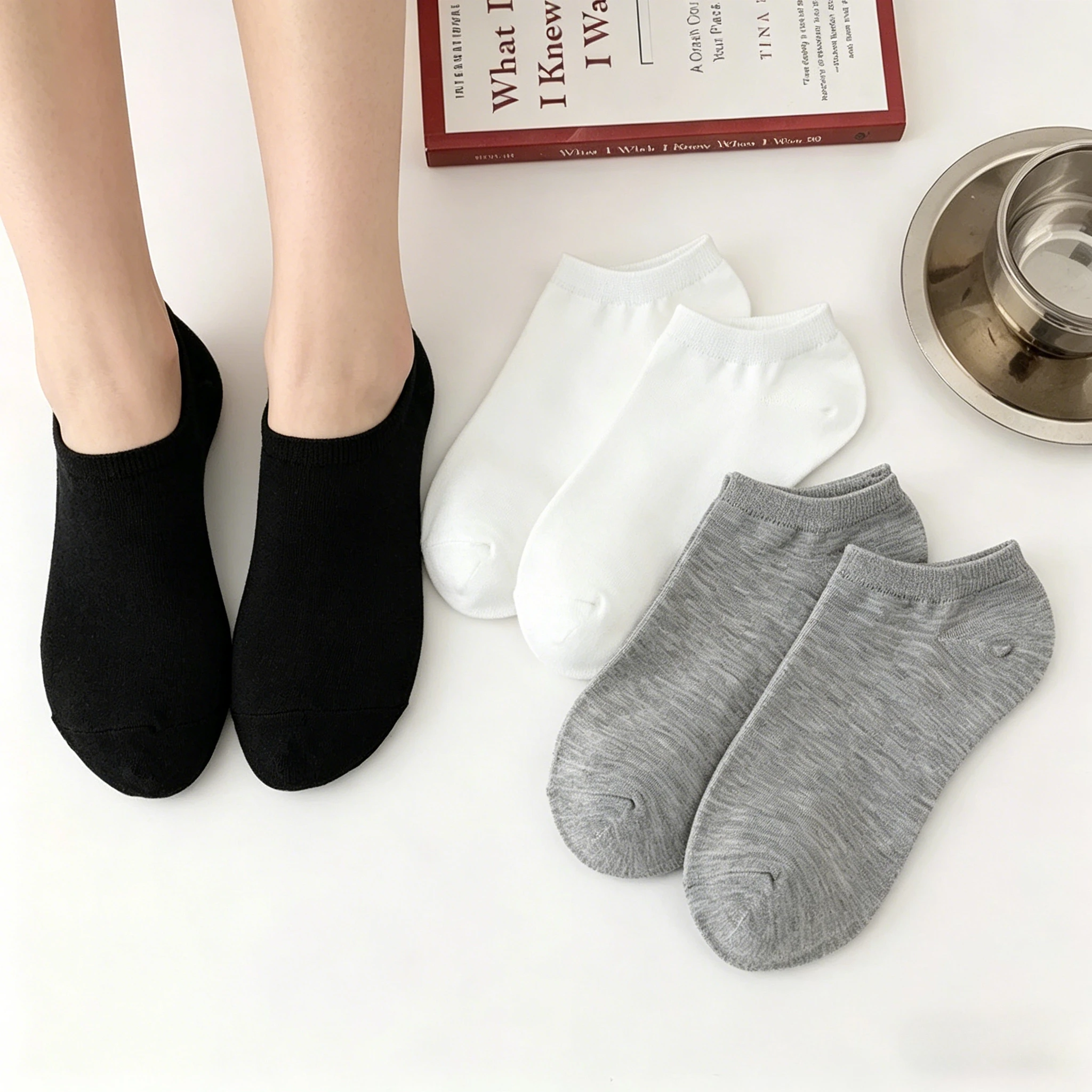 

1/10 /20 Pairs Unisex Casual Plain Color Boat Socks Thin Breathable Comfy Anti Odor Sweat-absorbing Ankle Socks For Men Women