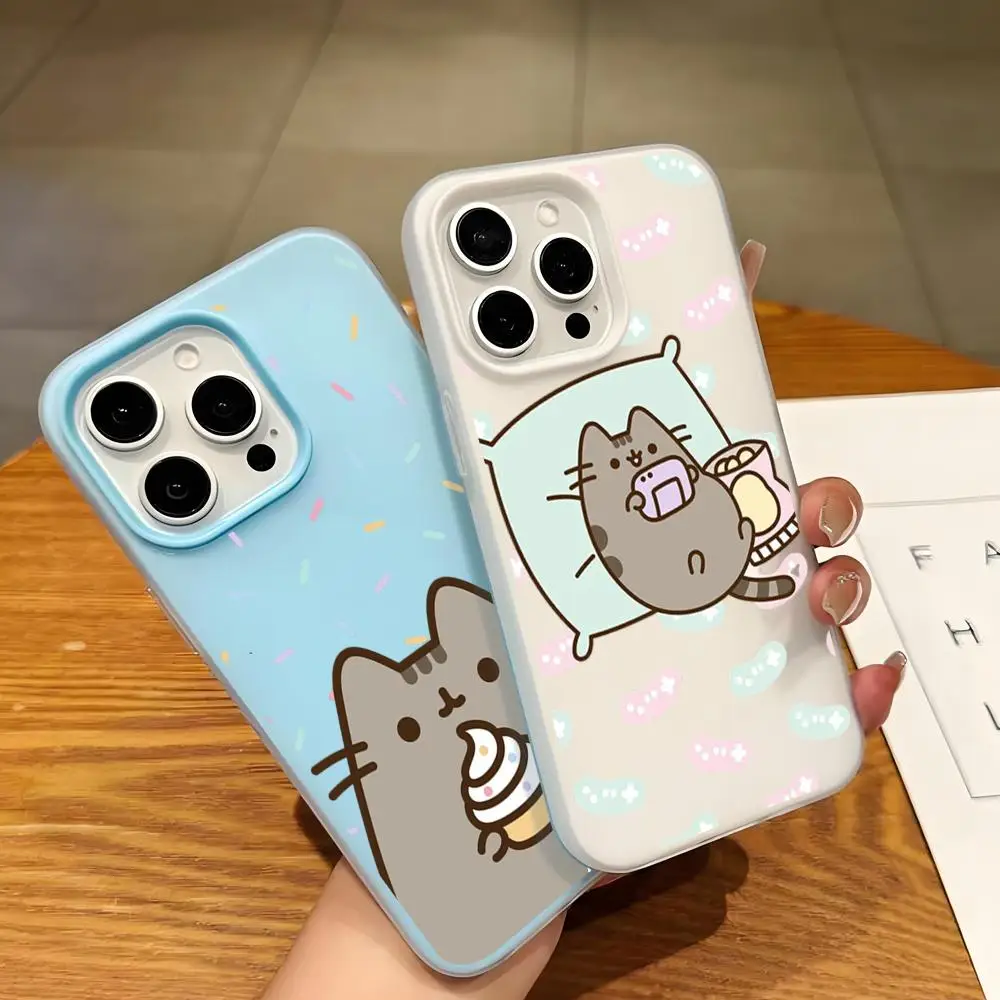 

Cute R-Rainbow P-Pusheen Cat Jelly 2-in-1 Phone Case For iPhone 17 Air 16 16E 15 14 Plus 13 12 11 HYBXAXC Shockproof Soft Cover