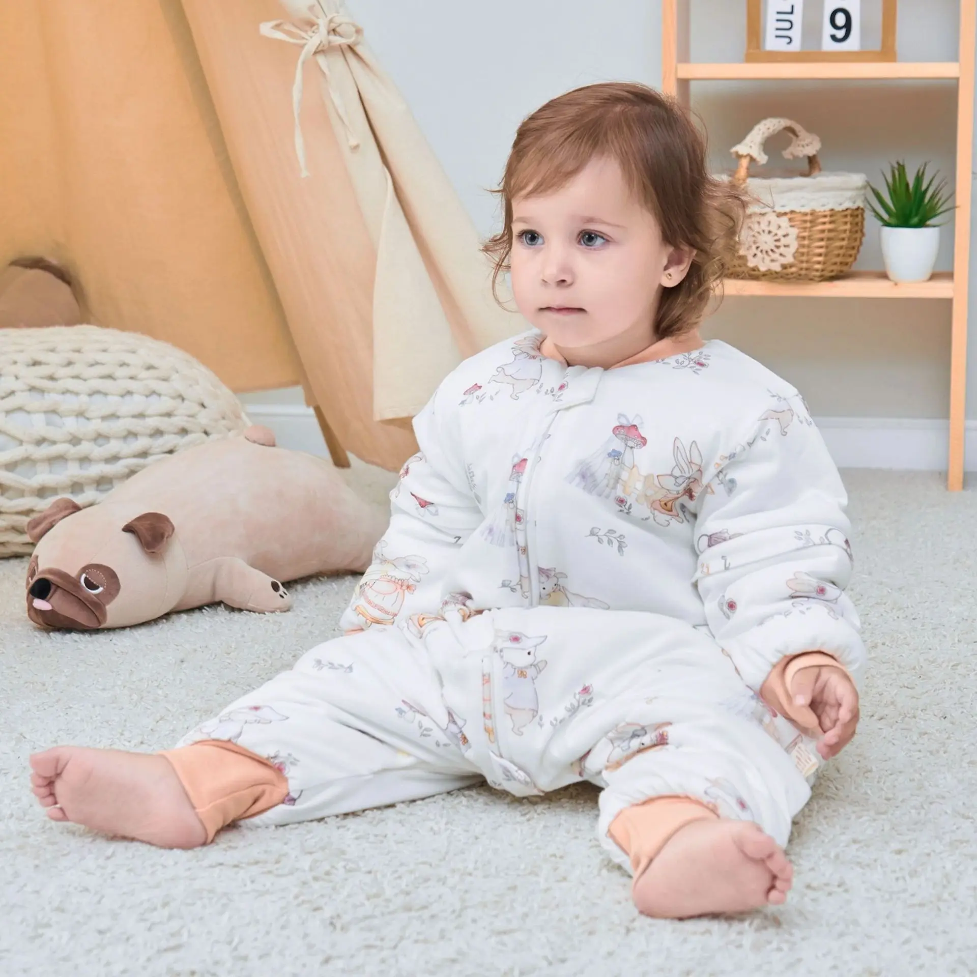 

Newborn Cartoon Animal Cute Flowers Print Sleeping Bag Baby Keep Warm Pure Cotton Sleepsack Toddler Anti Kick Sleeping Bag