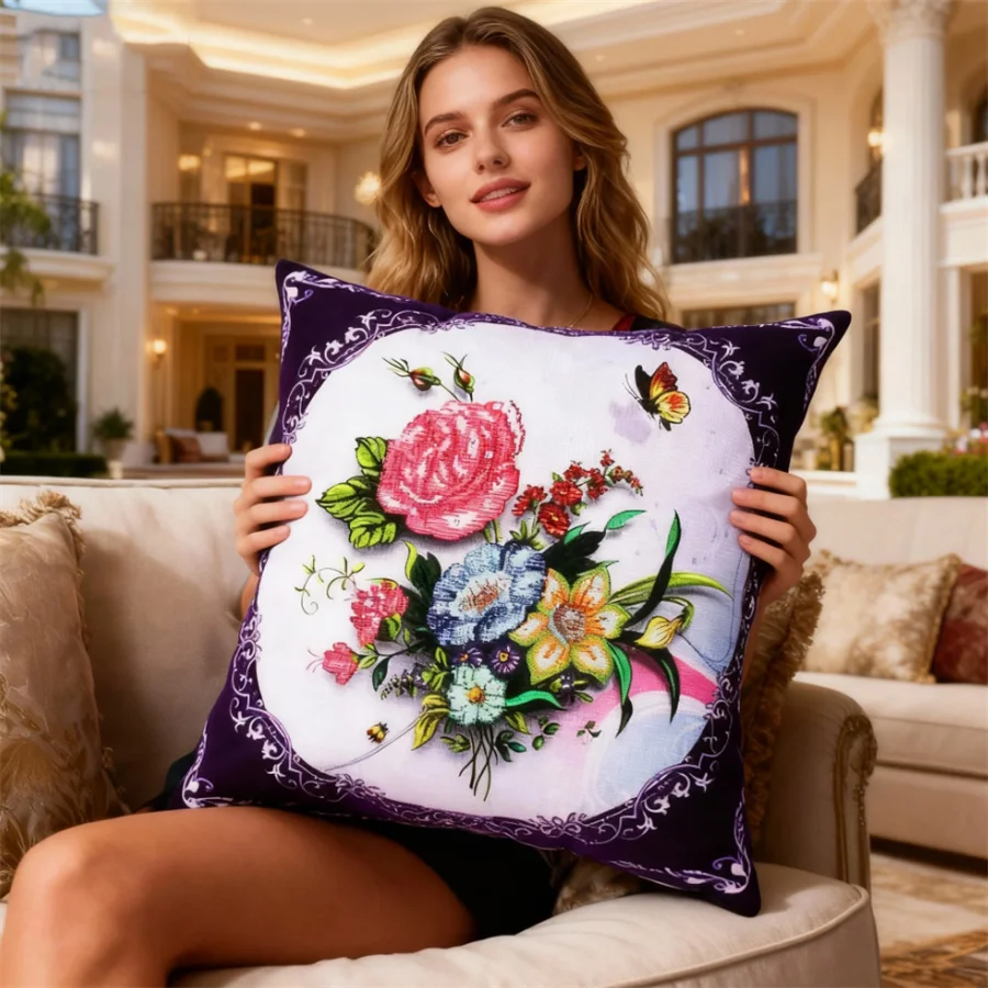 sunflower 2026 New style printed Canvas DIY cross stitch pillow cushion kits sets arts adult Craft Embroidery Needlework Sewing