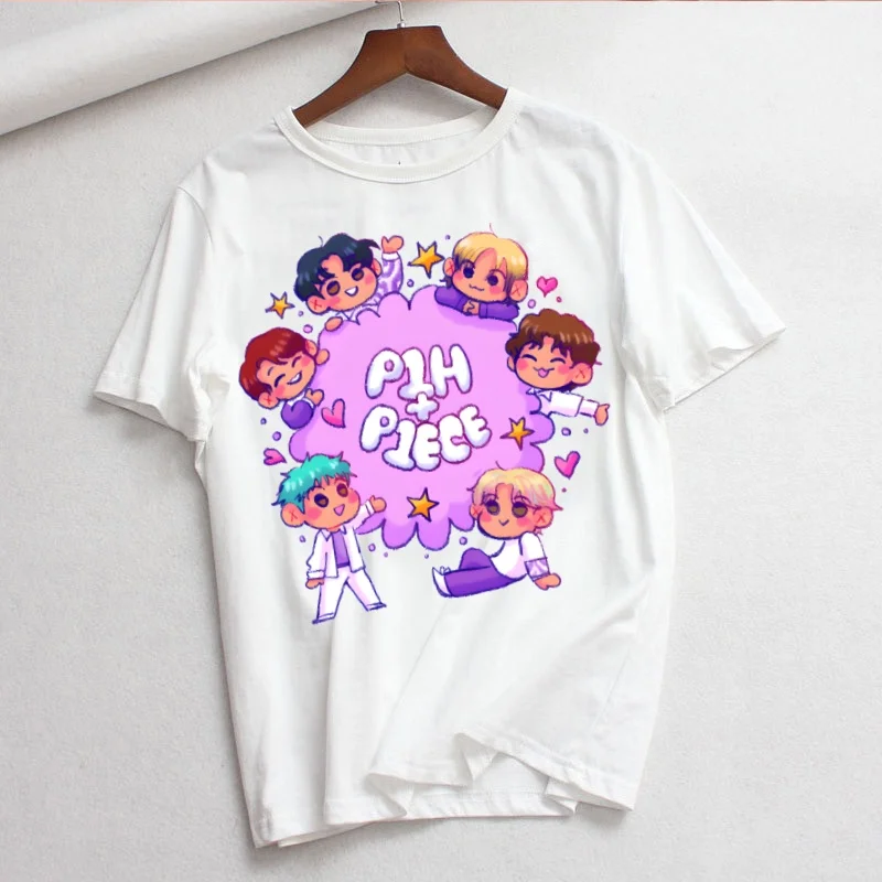 

P1 Harmony DUH Kpop Print T Shirts Women Summer Casual Vintage O-neck Plus Size Couple Clothes Korean Streetwear Y2k Tops