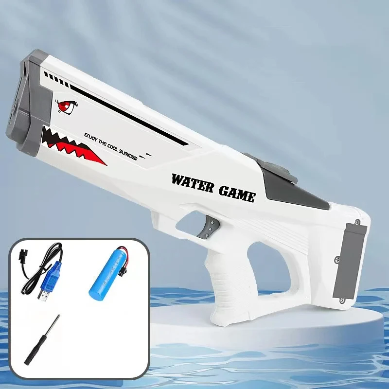 Zomer Volautomatische Blaster Haai Waterpistool, 2024 Nieuwe Elektrische Continue Afvuren Waterpistool, Zwembad Speelgoed Voor Volwassen Kid Jongen Gif