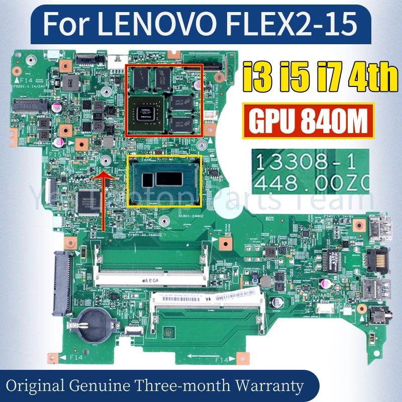 

13308-1 For LENOVO FLEX2-15 Laptop Mainboard i3 i5 i7 4th Gen 840M 1G 5B20G36277 11S5B20G39385 100％ Tested Notebook Motherboard