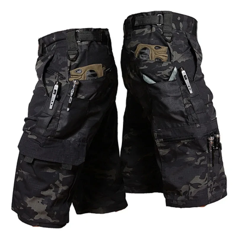 Camouflage Shorts Mens Summer Quick Drying Multiple Pockets Military Pants Outdoor Hiking Fishing Thin Shorts Male Jogger