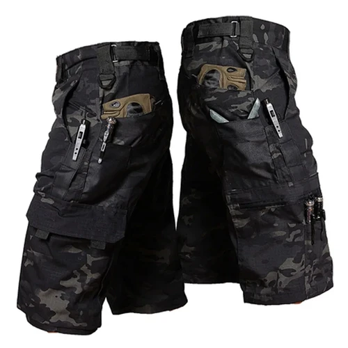 Pantalones cortos de camuflaje para hombre, pantalones militares de secado rápido con múltiples bolsillos, para senderismo al aire libre, pesca, pantalones cortos finos para correr, verano